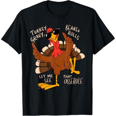 Truthahn-Soßen-Bohnen-und-Brötchen-Auflauf Lustiges Thanksgiving-T-Shirt
