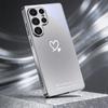 Line Art Love Heart Electroplated Silver Phone Case For Samsung S24 S21 20 Ultra S22 FE S23 Plus S25 S26 Note 10 20 Glass Cover