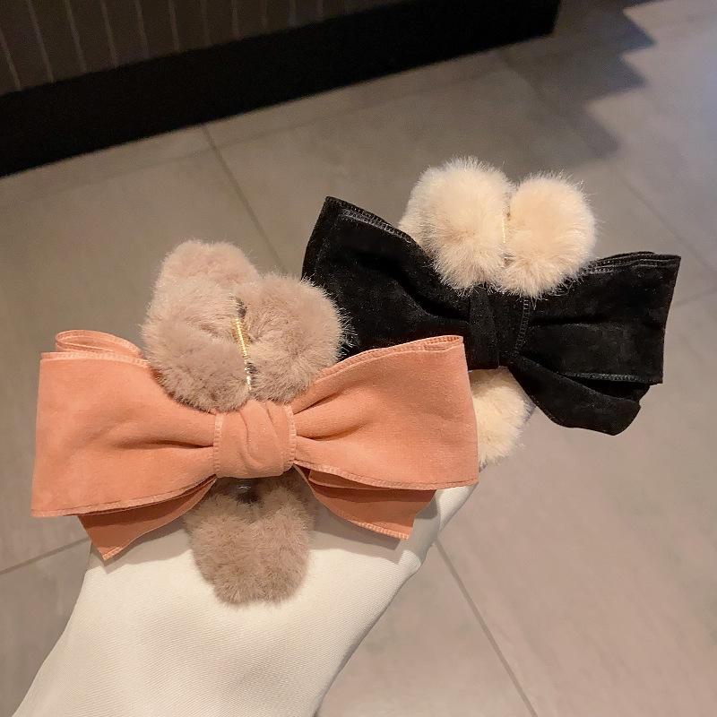 2024 Fall/Winter Plush Oversized Bow Shark Hair Clip