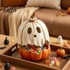 Decorazione Ornamentale di Halloween in Resina con Luce Fantasma Zucca, Lampada Staccabile Vintage con Oggetti di Casa Infestata Candela LED per Tavolo da Cucina