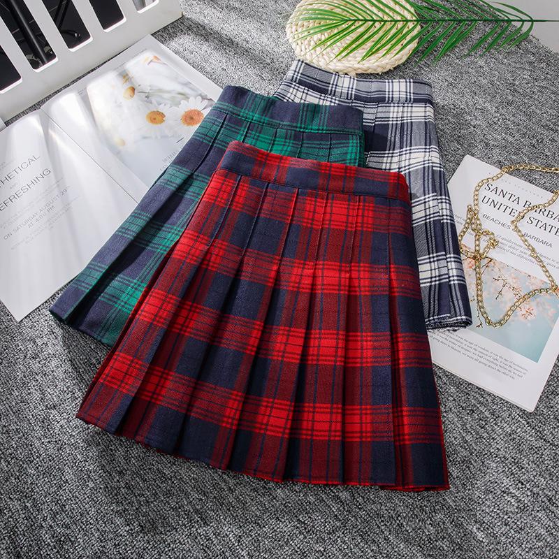 Danmo Harajuku Short Skirt Korean Plaid Skirt Women Zipper High Waist School Girl Pleated Plaid Skirt Sexy Mini Skirt Plus Size