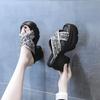 Chunky Slippers Summer New Round Head Waterproof Table Sequin Cloth Cover Foot Non-slip High-heeled Sandals