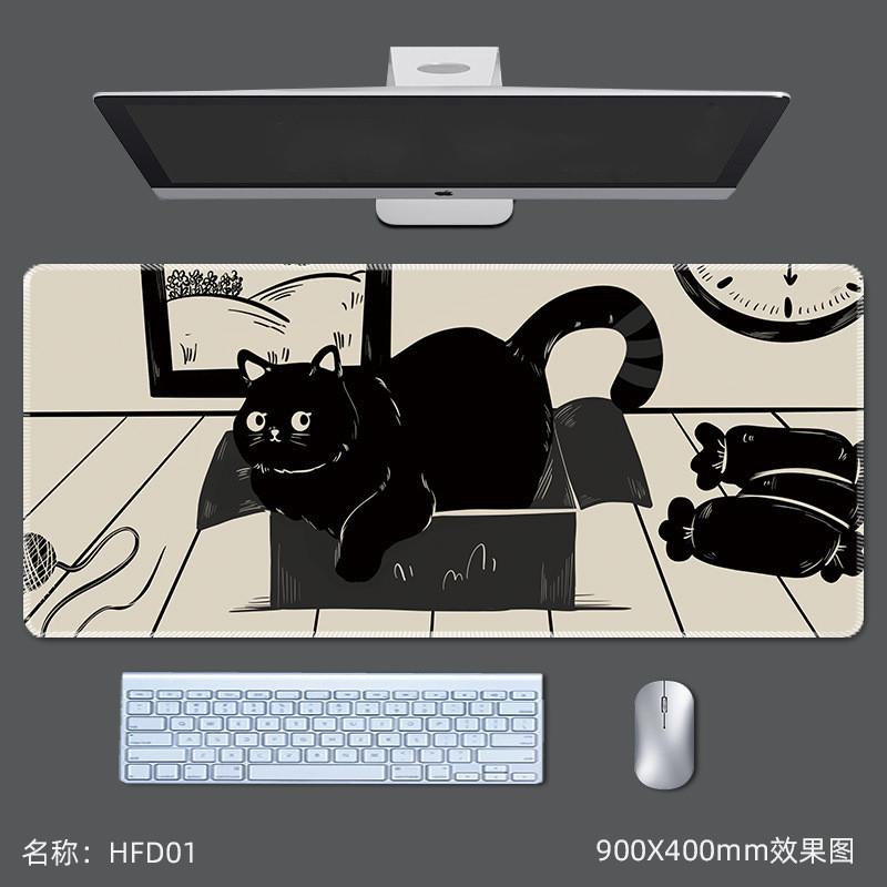 Cartoon Cute Cat Mouse Pad Large Anti Slip Lock Edge Game Pads Computer Office Desktop Keyboard Mat