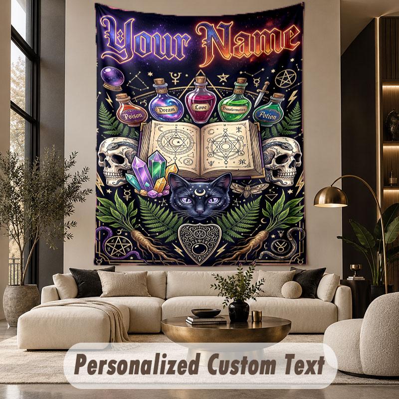 Witchcraft (90) Theme Custom Tapestry Personalized Custom Name Text Wall Hanging Tapestry Home Decor Background Cloth