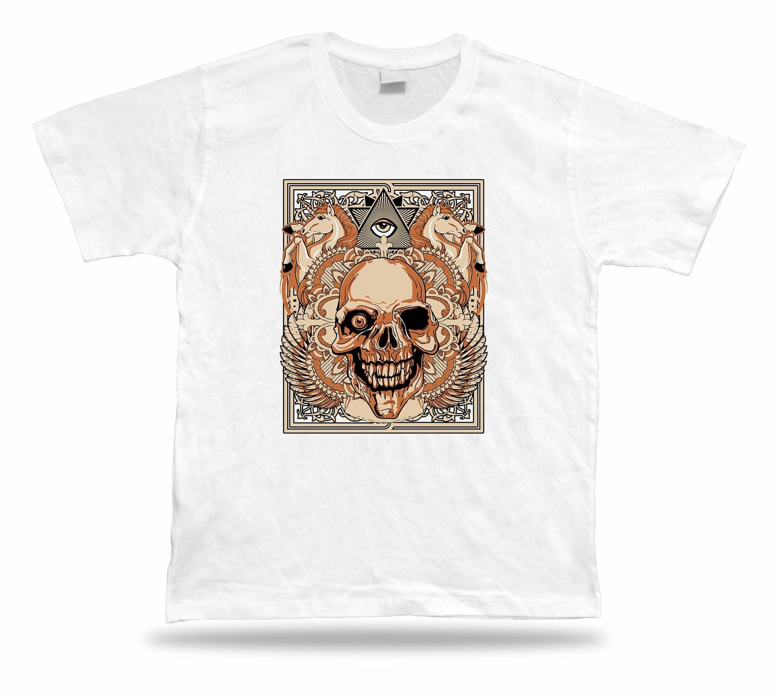 Tshirt Tee Shirt Birthday Gift Idea Flying Eye Skull Creepy Illuminati Unicorn S
