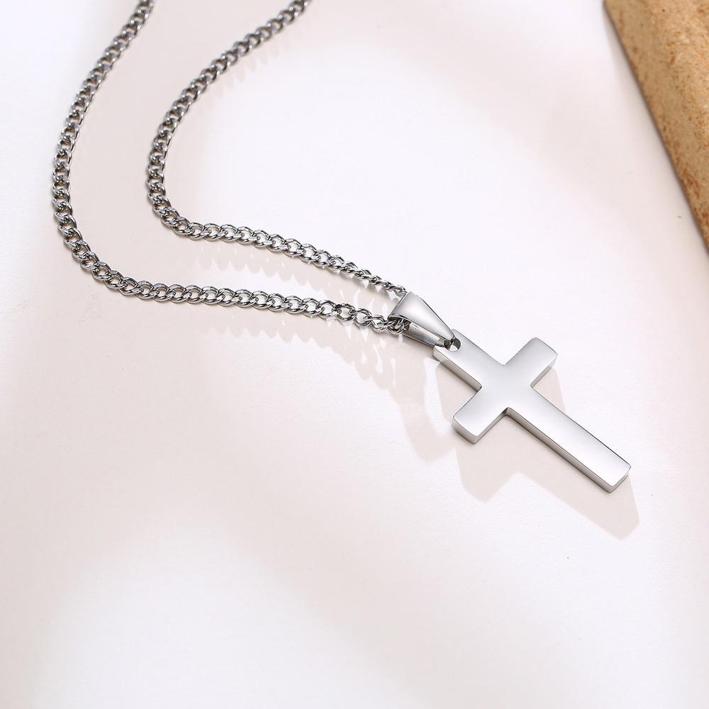 Casual Cross Pendant Necklaces for Men Boys,Waterproof Stainless Steel Pendant Necklaces,Anniversary Birthday Zircon Gifts