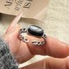Xiaomi 925 Sterling Zilveren Ringen voor Vrouwen Koppel Minimalistisch Handgemaakt Eenvoudige Zwarte Steen Ring Fijne Sieraden Cadeau Voorkom Allergie