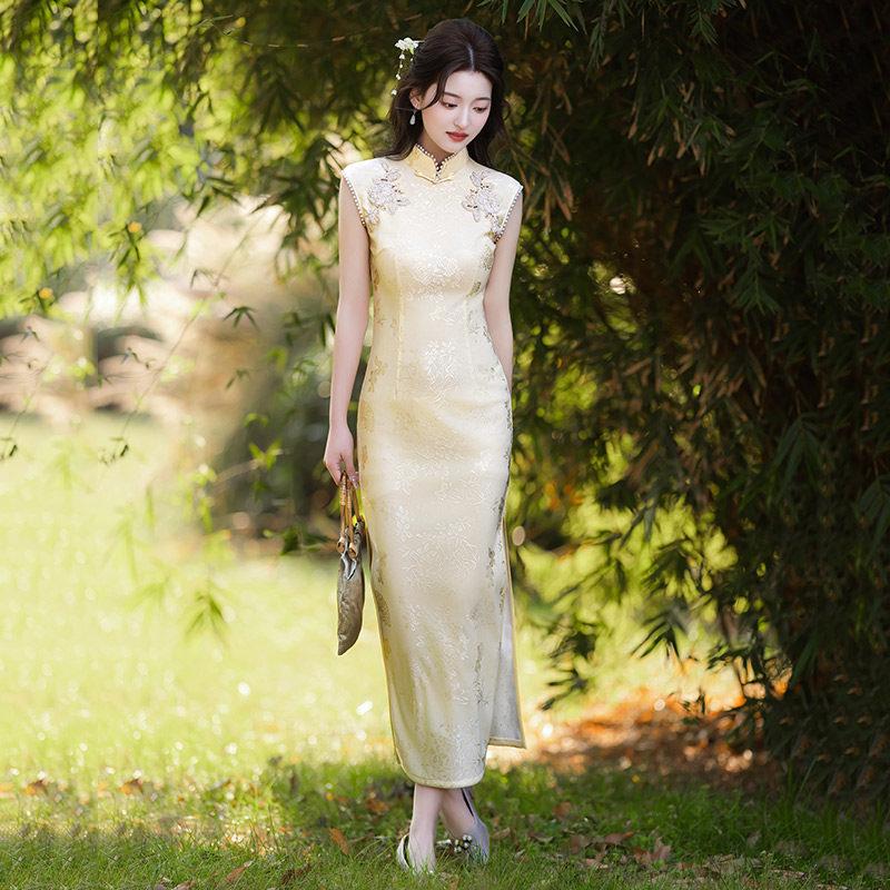 Sleeveless lace national style new Chinese daily Suzhou long cheongsam improved young 1011 new women's high sense