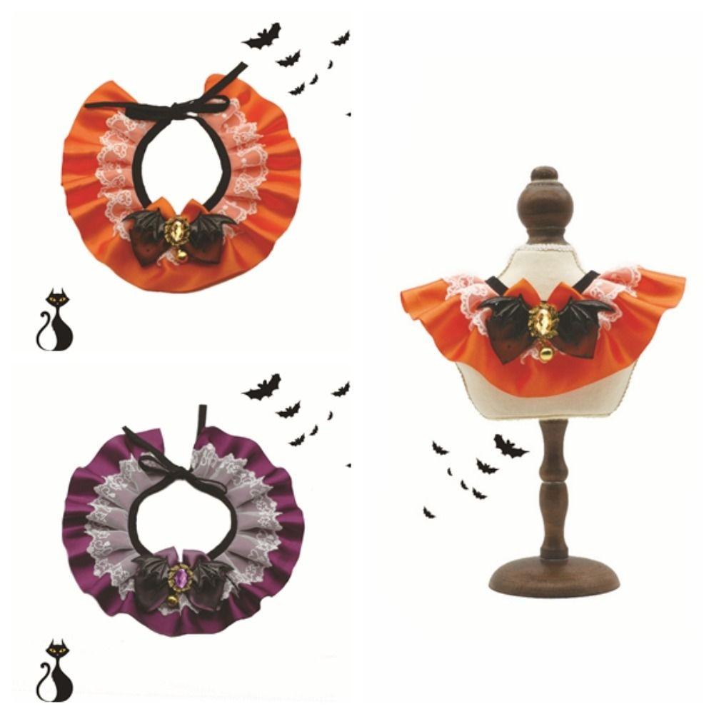 Adjustable Halloween Cat Dog Lace Necklace Cool Pet Bib Scarf Pet Lace Collar  Photograph