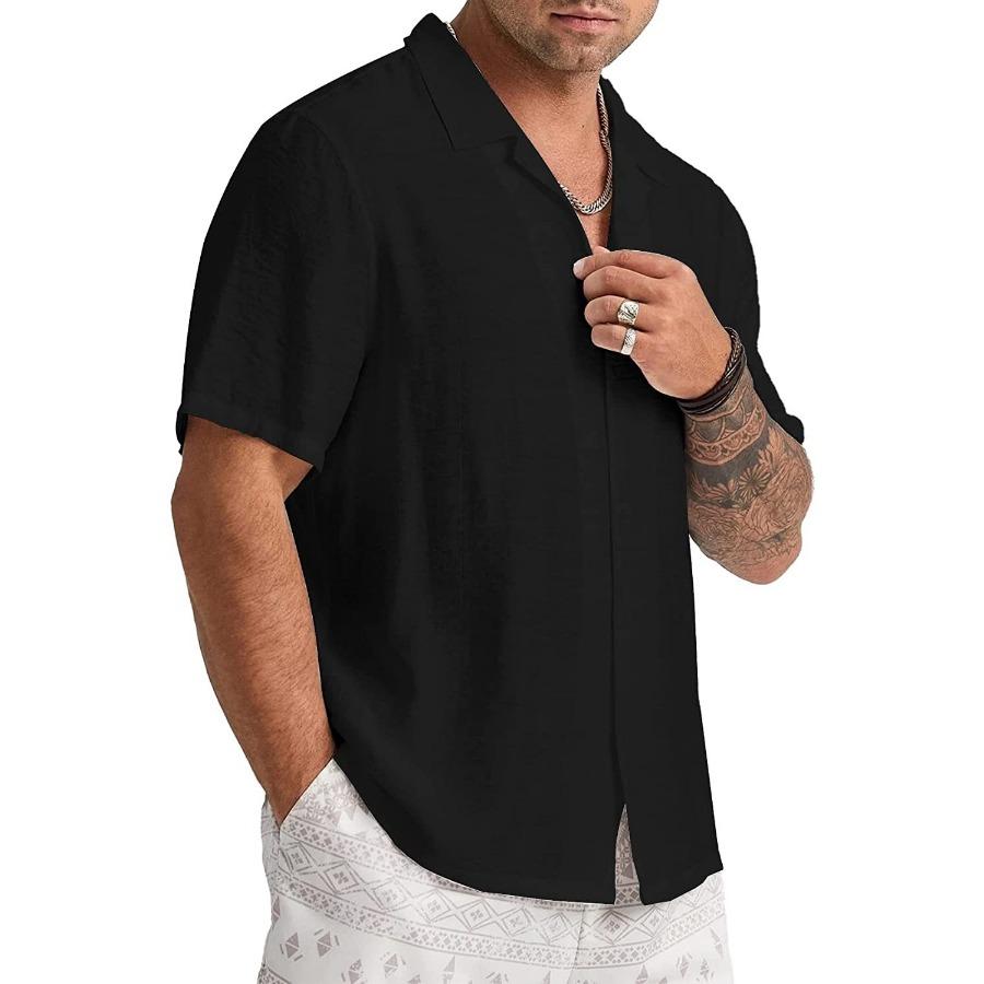 Летняя британская рубашка мужская дышащая однотонная кардиган с карманами с короткими — фото 5