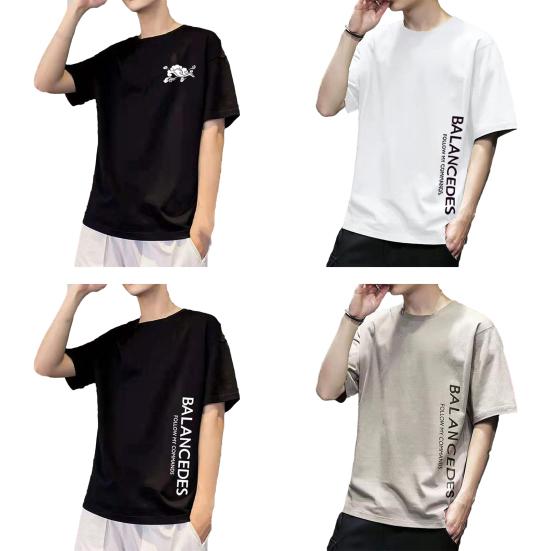 Men T-shirt O Neck Loose Short Sleeve Soft Solid Color Plus Size Print Mid