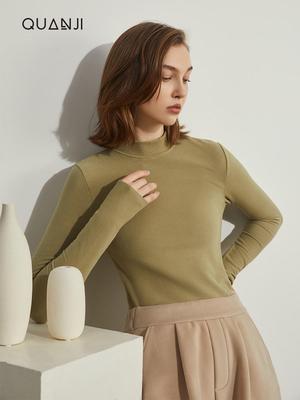 Women's Derong Hyaluronic Acid Thermal Top - Semi-High Neck Long Sleeve Base Layer for Autumn/Winter 2024