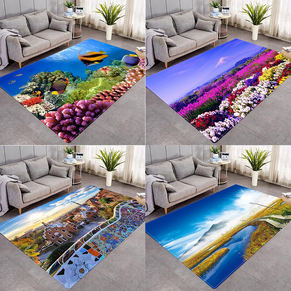 

Ковер с природным пейзажем, ковер с принтом для гостиной, ковер большой площади, пейзаж, спальня, нескользящий коврик, аксессуары