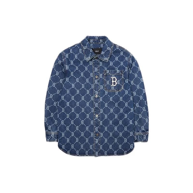 MLB Boston Red Sox All Over Print Diamond Logo Denim Long Sleeve Shirt Unisex shirts Blue 3ADRMN421-43BLS