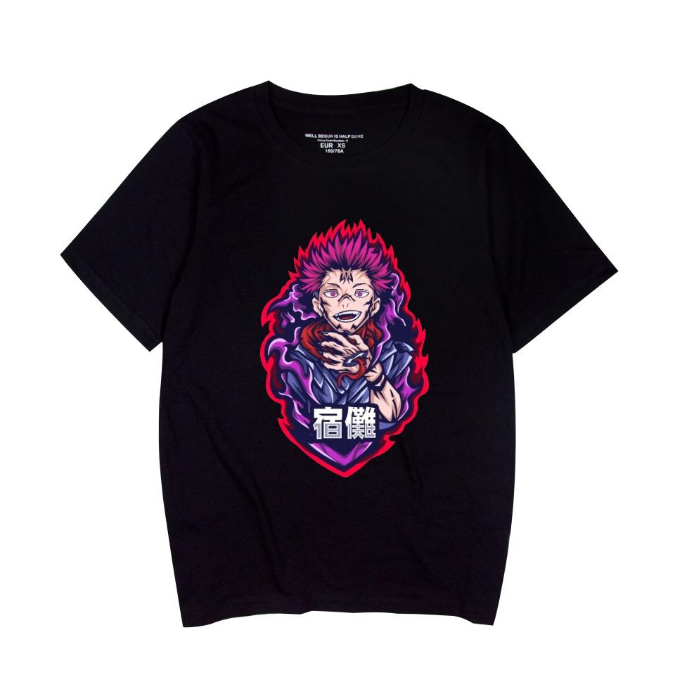 

Jujutsu Kaisen Anime Tshirt Summer Short Sleeve Cartoon T Shirts XS чёрный