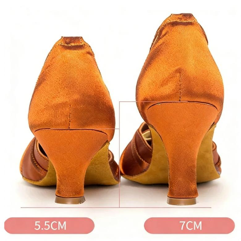 Saténové Latinské Taneční Boty Tango Salsa Společenské Taneční Boty pro Ženy Vnitřní Profesionální Vysoké Podpatky Taneční Tenisky 5.5/7cm