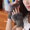 1 Pair Women Gloves Solid Color Fuzzy Plush Warm Winter Mittens for Daily Wear