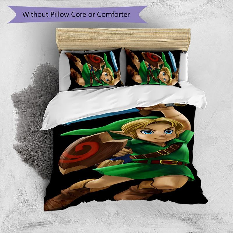 3pcs Cartoon Z-Zeldas pattern bedding set duvet cover set includes duvet cover &pillowcases, perfect all season bedroom decoration & gift