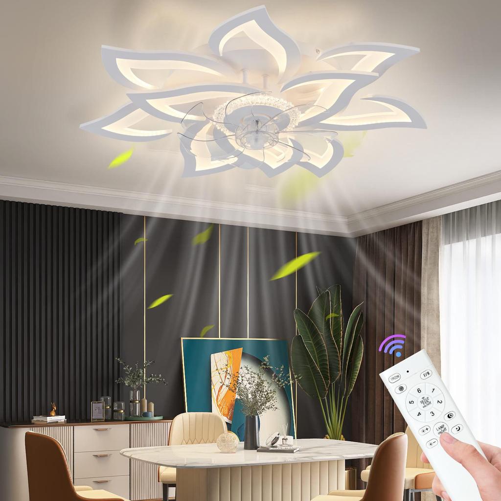 Minimalist Smart LED Ceiling Fan Light with Remote Control, 85-265V for Bedroom