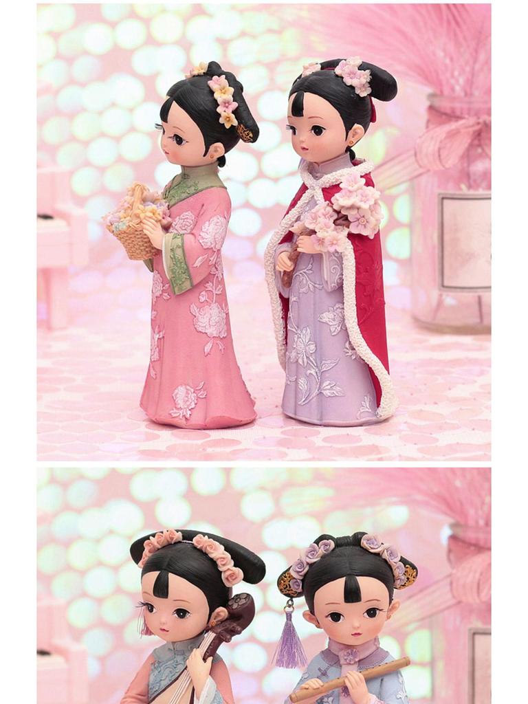 Boneca Princesa Estilo Antigo Xianci de Resina: Ornamento de Mesa Elegante e Presente para Menina