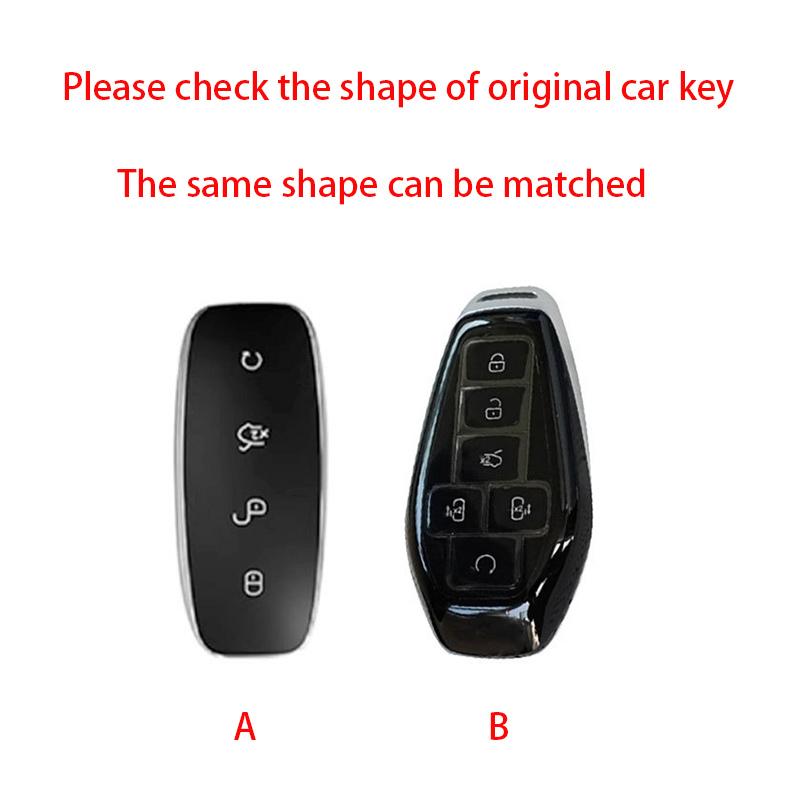 Car Key Cover Case For Denza N7 N8 N9 Z9Gt Zinc Alloy Leather Remote Control Protector Holder Shell Keychain Auto Accessories
