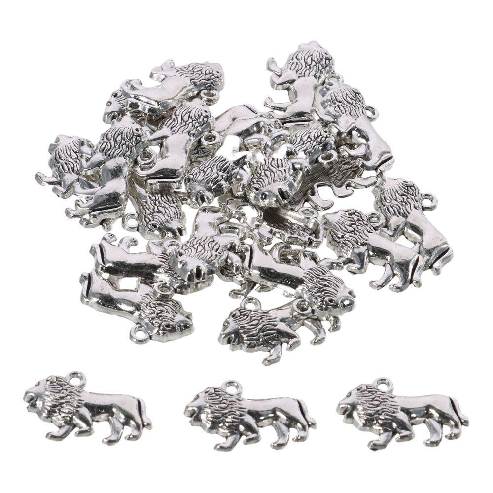 Alloy Lion Pendants Antique Silver Cartoon Animal Style Angrily Lion Pendant  DIY Accessories