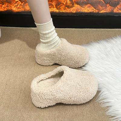 Women's Baotou Lightweight and Comfortable a Footstirrup Heightening Winter Warm Cold Padded Non-slip Wear-resistant Leisure Cotton Slippers