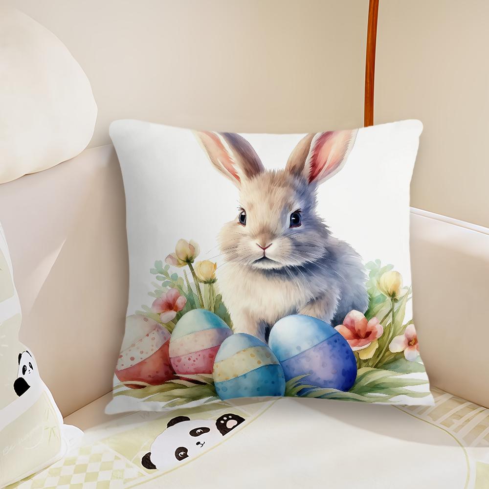 Funny Easter Flower cushion cover Pillow Case Plush Fabric Soft Double Sided Print Sofa Cushion Cover Throw Pillow Covers