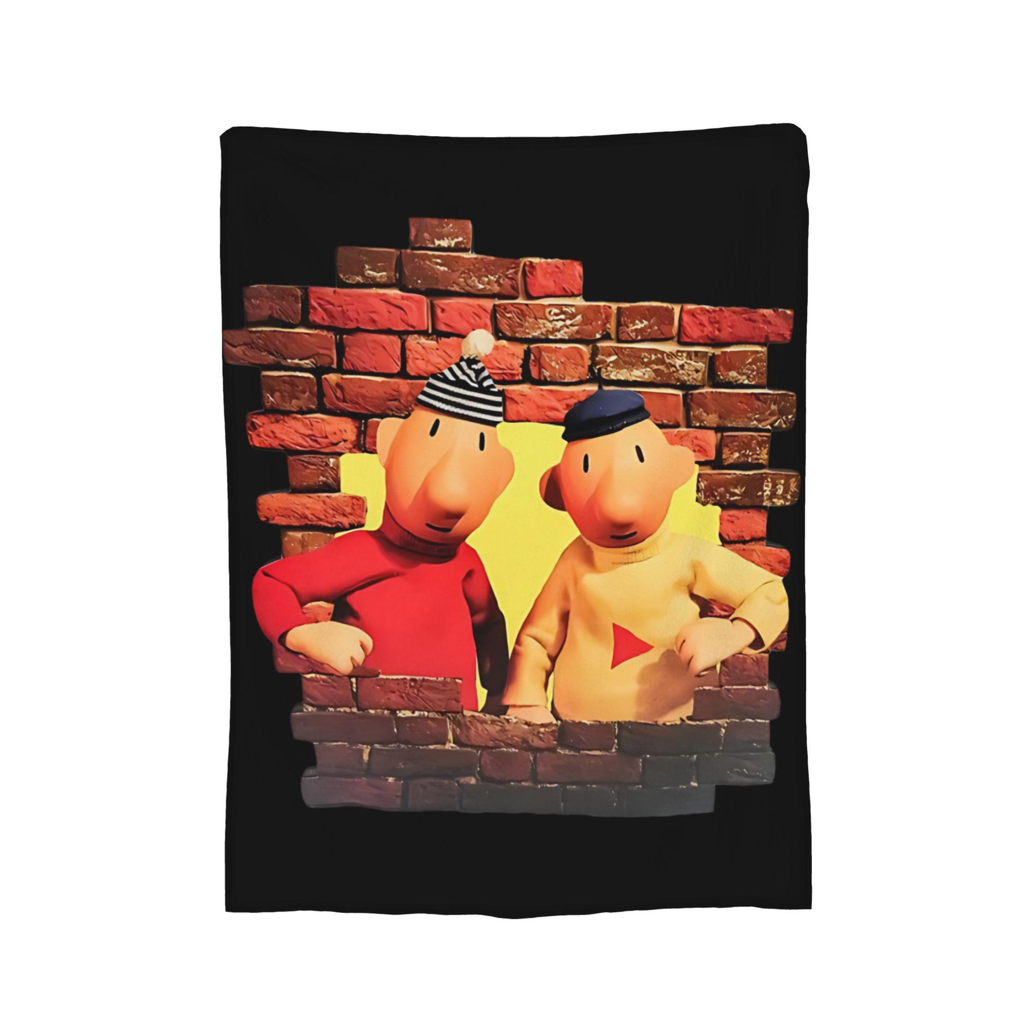 Koc Flanelowy Pat i Mat Kreskówkowy Modny Koc Rzutowy na Sofę Pościel Salon 200x150cm Kawałek Dywanu, Size: 75*100cm, Weight: 230 GSM black