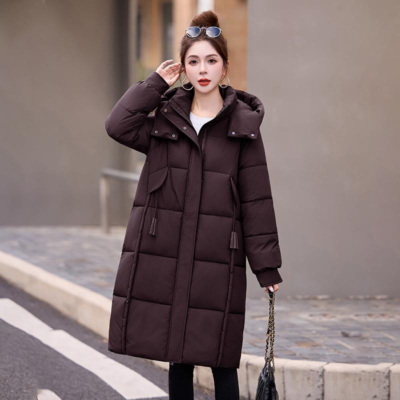 New cotton clothes women's winter medium and long over the knee fashion hooded temperament thickened warm jacket