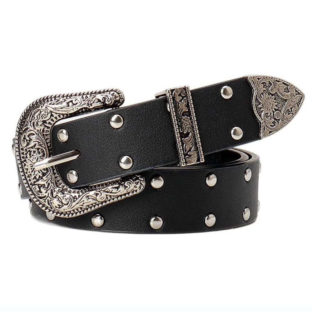 Retro Rivet Belts Gothic Pin Buckle Belt Casual PU Leather Waistband