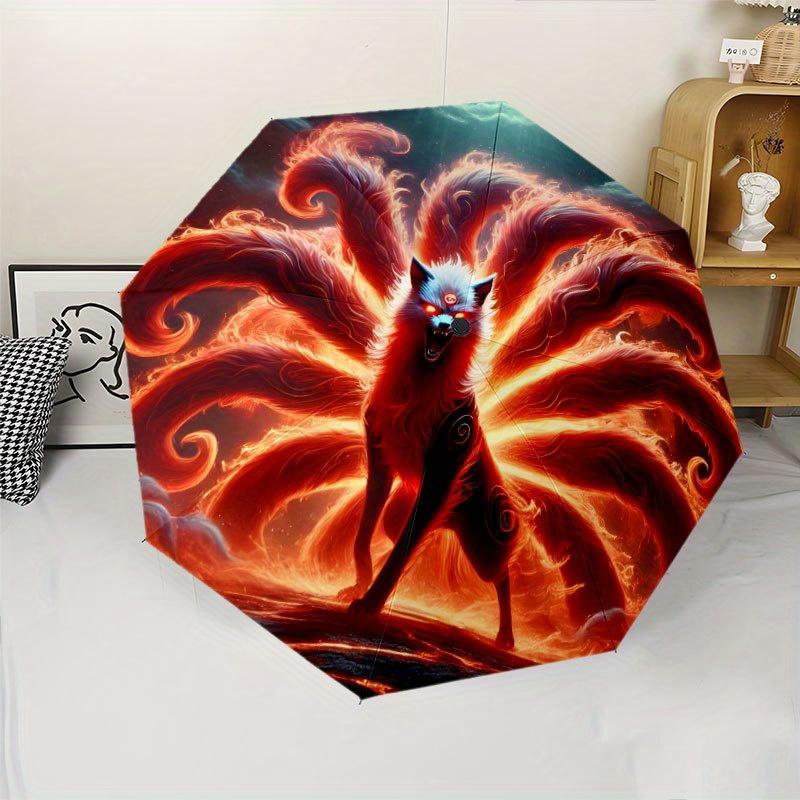 Nine-tailed Fox 1 Portable Automatic Folding Umbrella Suitable for Travel and Daily Use An Ideal Gift for Family and Friends