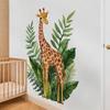 Cartoon Giraffe Green Leaves Wall Sticker Kids Room Bedroom Wall Decoration Cute Self-Adhesive