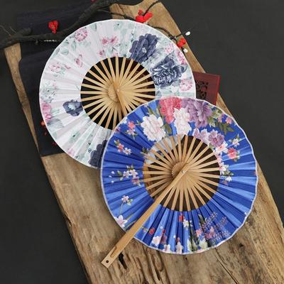 Rotatable Round Folding Fan Bamboo Craft Handheld Fan Artistic Dance Fan  Hanfu Accessories
