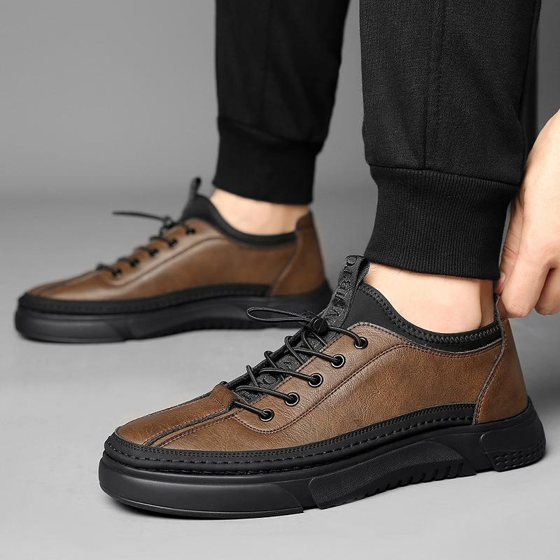 Spring and summer new casual leather shoes men's leather board shoes trend fashion sports men's single shoes velvet cotton shoes