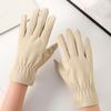 Soft Black Thickened Gloves  Beige Finger Mittens PU Anti-cold Gloves  Outdoor Sport