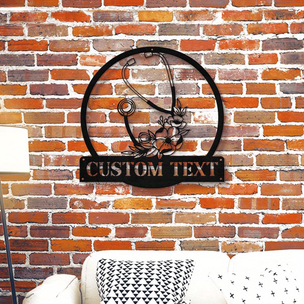Metal Wall Art Nurse Name Stethoscope Floral Design Personalized Gift Home Decor