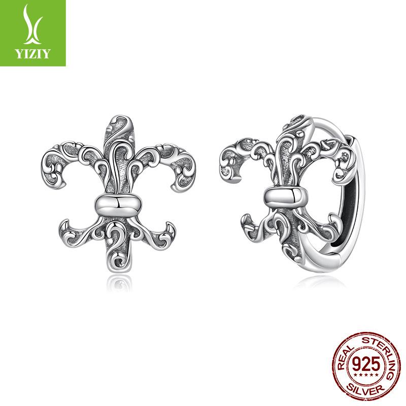 S925 Sterling Silver Classic Retro Iris Ear Buckle Women'S Personalized Pattern Earrings Earrings For Girlfriend