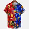 Camisetas Festival de Cerveza Harajuku para Hombre Estampado 3D Manga Corta Verano Estilo Hawaiano Playa Tops de Botón Único Solapa