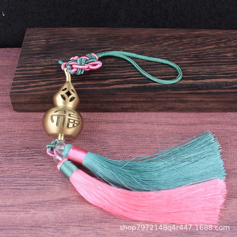 Pure Hollow Carved Five Emperor Coins Perfume Gourd Pendant Copper Coin Chinese Knot Tassel Car Air Freshener Hangi