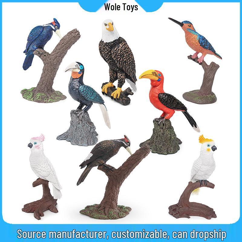 Cross-border Bird Model Toys: Kingfisher, Eagle, Woodpecker, Parrot, Toucan - Enhancing Children's Cognitive Skills