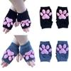 Silicone 3D Cats Claw Pad Mittens Fingerless Kitten Paw Gloves Halloween Cats Cosplay Mitten Knitted Lolita Hand S