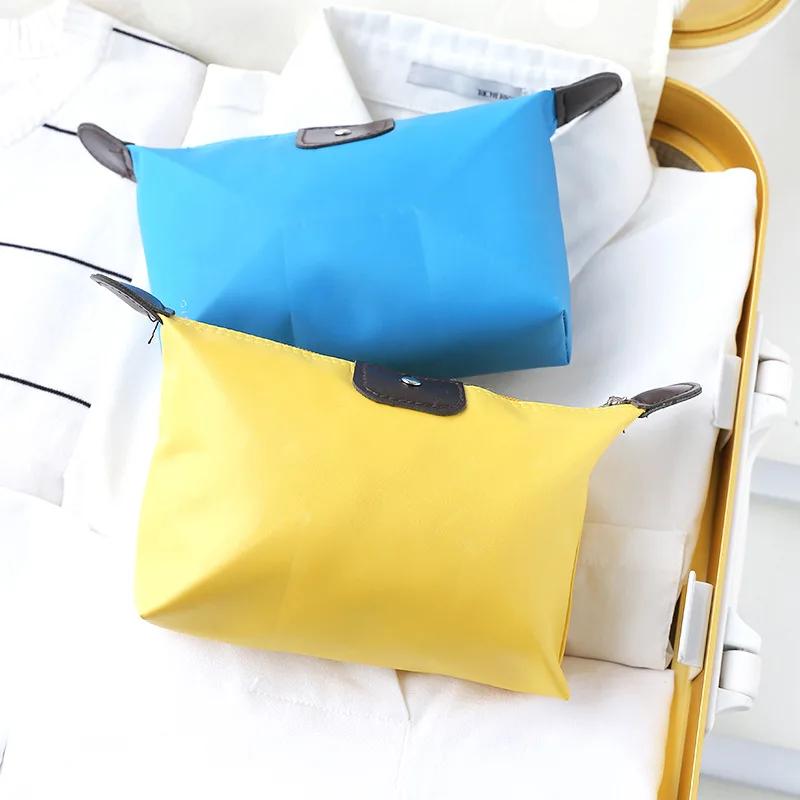 Creative Dumplings Shape Cosmetic Bag Women Fashion Striped Make Up Kit Small Makeup Bag Portable Travel Organizer Storage Bags
