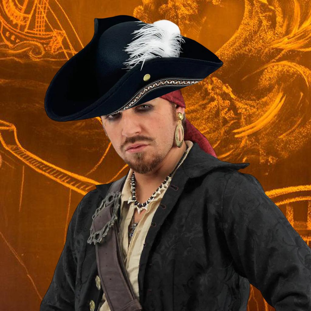 Ausgefallene Feder-Piratenhüte für Halloween-Partys und Abenteuerspiele Perfekt für Halloween-Verkleidungen & Spiel