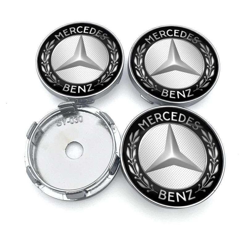 4 Stück 60mm Auto Radnabenkappe Logo Nabenkappe Abzeichen Emblem für Mercedes Benz E C G M R S Klasse W212 W176 GLC CLA GLA AMG W204