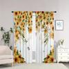2 Stück Sonnenblumen Schmetterling Polyester Vorhang Set Elegante Heimdekoration Fensterbehandlung mit Sichtschutz und Lichtfiltereigenschaften