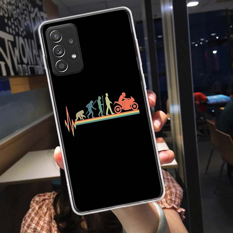 Motorcycle Heartbeat Phone Case for Samsung A54 A57 A37 A17 A14 A15 A12 A24 A34 A55 A35 A25 A52S A07 A05S A04S A22 A32 A72 Galax