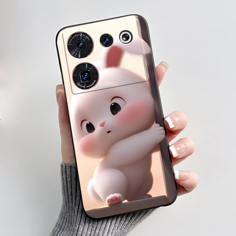 For ZTE nubia Z50 Ultra Z50Ultra Casing Aesthetic Cute Cat Cartoons Black Matte Soft Silicone Case Shockproof Back Shell Cover