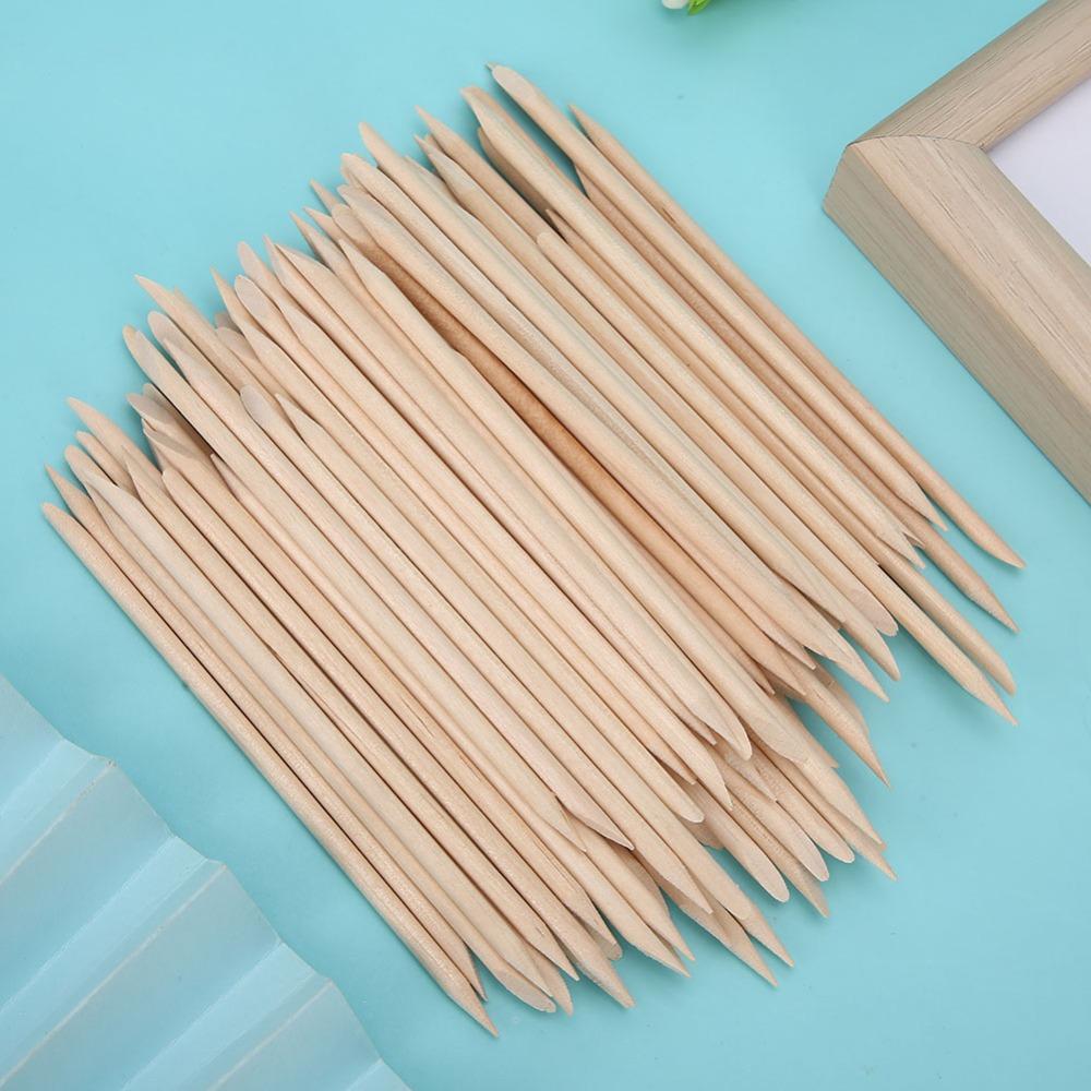 200pcs Double Heads Wooden Cuticle Pusher Wooden Stick Cuticle Remover Stick Manicure