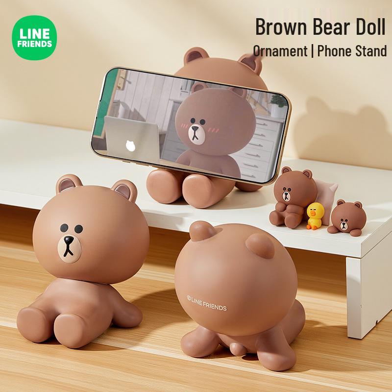 Brown Bear Cartoon Phone Holder & Desktop Ornament for Home and Office Decoration